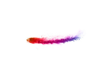 abstract powder splatted background. Colorful powder explosion on white background. Colored cloud. Colorful dust explode. Paint Holi.