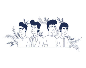 young men with branch with leaf character