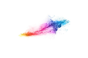 abstract powder splatted background. Colorful powder explosion on white background.