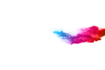 abstract powder splatted background. Colorful powder explosion on white background.