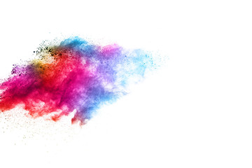 abstract powder splatted background. Colorful powder explosion on white background.