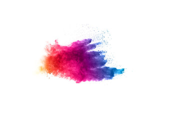 abstract powder splatted background. Colorful powder explosion on white background.