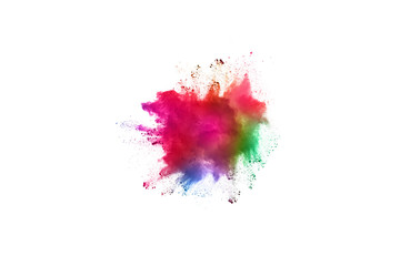 abstract powder splatted background. Colorful powder explosion on white background.