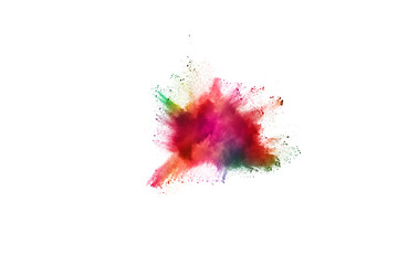 abstract powder splatted background. Colorful powder explosion on white background.
