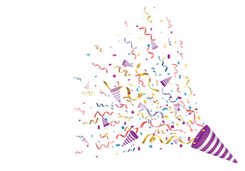 Colorful bright confetti isolated on transparent background. Festive vector illustration