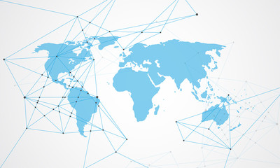 Global network business connection. World map point and line composition concept of global business. Vector Illustration