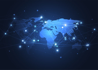 Global network connection. World map point and line composition concept of global business. Vector Illustration