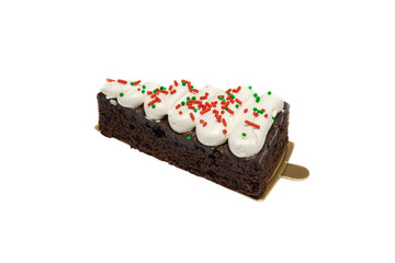 Ice cream cake with blackcurrant and chocolate isolated on white background. Clipping path