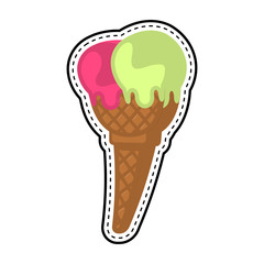Ice cream cone dotted sitcker. Vector illustration design