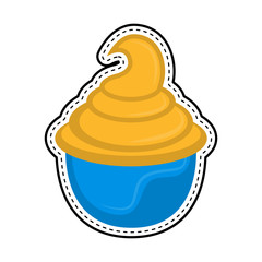 Ice cream sundae dotted sticker. Vector illustration design