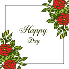 Vector illustration rose wreath frame for greeting card happy day