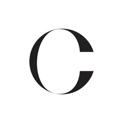letter c simple geometric ribbon logo vector
