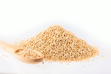 Quinoa organic seeds - Chenopodium quinoa. Text space