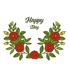 Vector illustration frame flower rose leaf green for card happy day wedding romantic