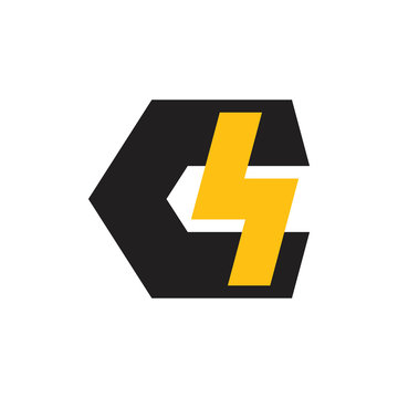 letter n thunder shape simple geometric logo vector energy