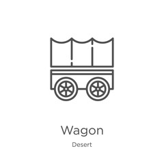wagon icon vector from desert collection. Thin line wagon outline icon vector illustration. Outline, thin line wagon icon for website design and mobile, app development. - obrazy, fototapety, plakaty