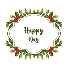 Vector illustration design of leaf rose flower frame for writing happy day