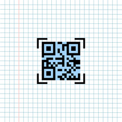 QR Payment Code Symbol Icon on Paper Note Background, Media Icon for Technology Communication and Business E-Commerce Concept. Vector, Illustration