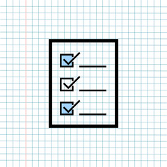 Checklist Box Symbol Icon on Paper Note Background, Media Icon for Technology Communication and Business E-Commerce Concept. Vector, Illustration