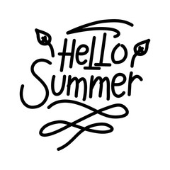 Hello Summer Script text Design Template Vector