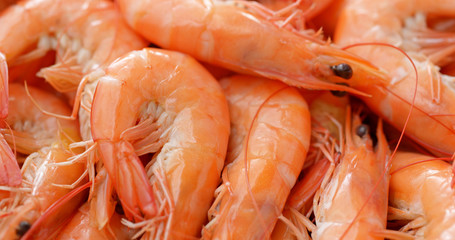 Stack of fresh cooked shrimp