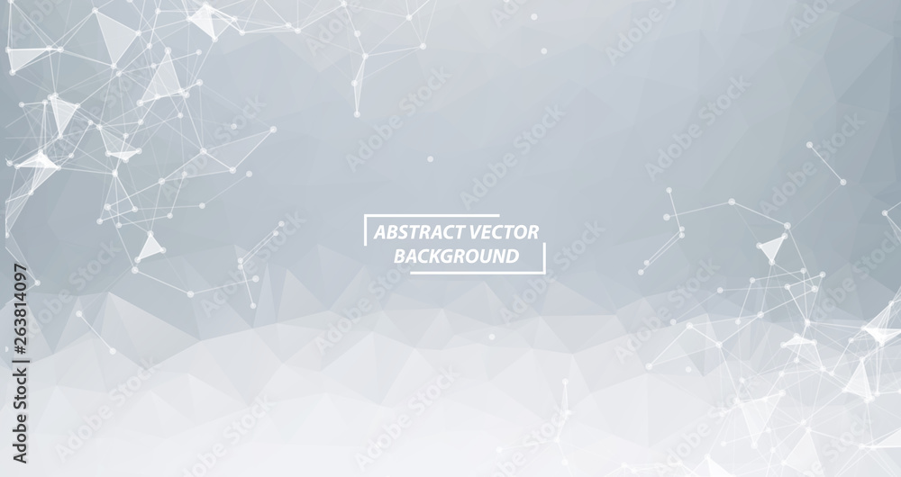 Poster abstract gray polygonal space background with connecting dots and lines. geometric polygonal backgro