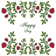 Vector illustration invitation card happy day with elegant pink flower frame