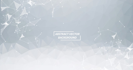 Abstract Gray Polygonal Space Background with Connecting Dots and Lines. Geometric Polygonal background molecule and communication. Concept of science, chemistry, biology, medicine, technology.