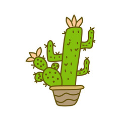 Cactus Pot Design Illustration Template Vector