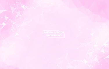 Geometric Pink Polygonal background molecule and communication. Connected lines with dots. Minimalism background. Concept of the science, chemistry, biology, medicine, technology.