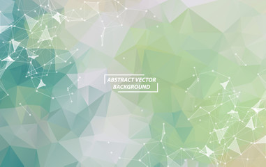 Obraz premium Geometric Green White Polygonal background molecule and communication. Connected lines with dots. Minimalism background. Concept of the science, chemistry, biology, medicine, technology.