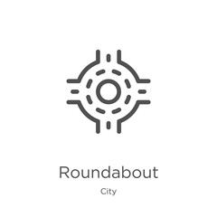 roundabout icon vector from city collection. Thin line roundabout outline icon vector illustration. Outline, thin line roundabout icon for website design and mobile, app development. - obrazy, fototapety, plakaty
