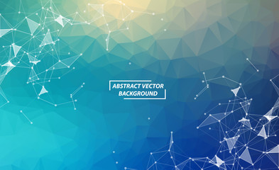 Blue Geometric Polygonal background molecule and communication. Connected lines with dots. Minimalism background. Concept of the science, chemistry, biology, medicine, technology.