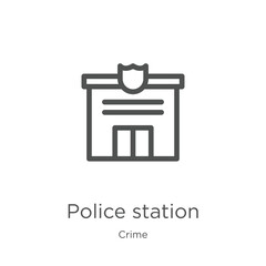 police station icon vector from crime collection. Thin line police station outline icon vector illustration. Outline, thin line police station icon for website design and mobile, app development.