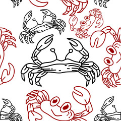 Crab Pattern Seamless Design Template Vector