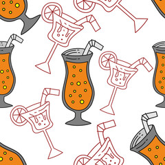 Drinking Glass Pattern Seamless Vector Template