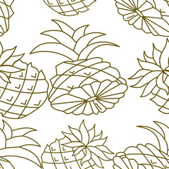 Pineapple Fruit Pattern Seamless Vector Template