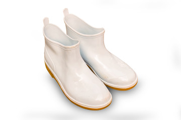 White boots isolated on white background with clipping path