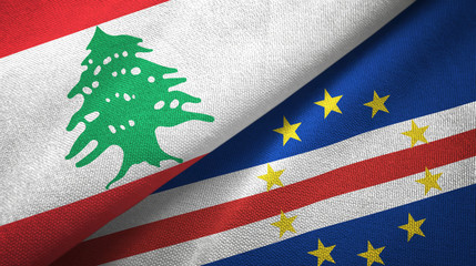 Lebanon and Cape Cabo Verde two flags textile cloth, fabric texture