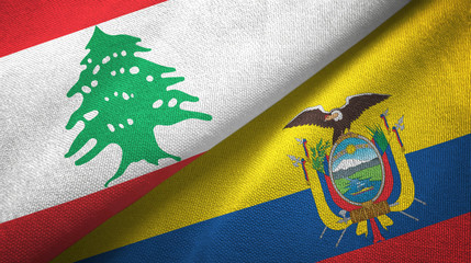 Lebanon and Ecuador two flags textile cloth, fabric texture