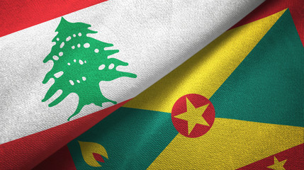 Lebanon and Grenada two flags textile cloth, fabric texture