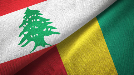 Lebanon and Guinea two flags textile cloth, fabric texture