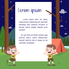 kids scouts at camp vector illustration