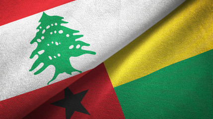 Lebanon and Guinea-Bissau two flags textile cloth, fabric texture