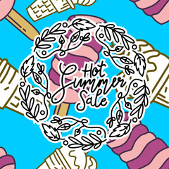 Summer Frame Text Template Vector Background