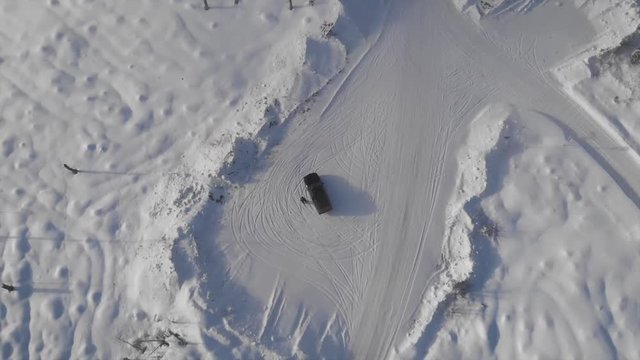 Panning over a car/driver. winter. Trysil, Norway