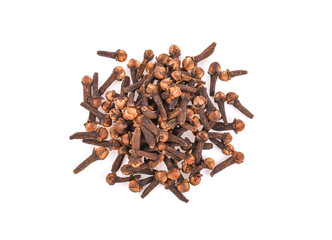 dry cloves on white background.