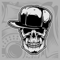 skull wearing cap vector