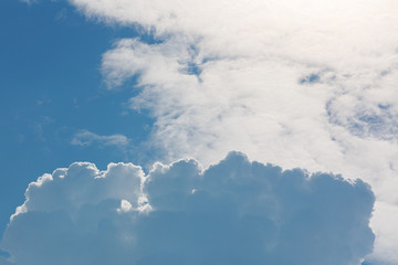 Fototapeta na wymiar fluffy cloud above clear blue sky