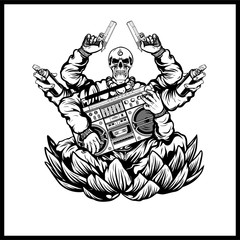 hip hop skulls carry pistols and music vector